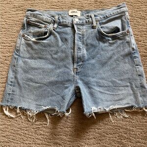 Agolde Blue Distressed Jean Shorts